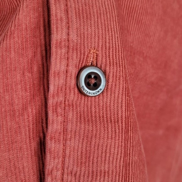 OUTERKNOWN $128 Townes Corduroy Button Shirt Henna Red Long Sleeve Size XL - Picture 10 of 13